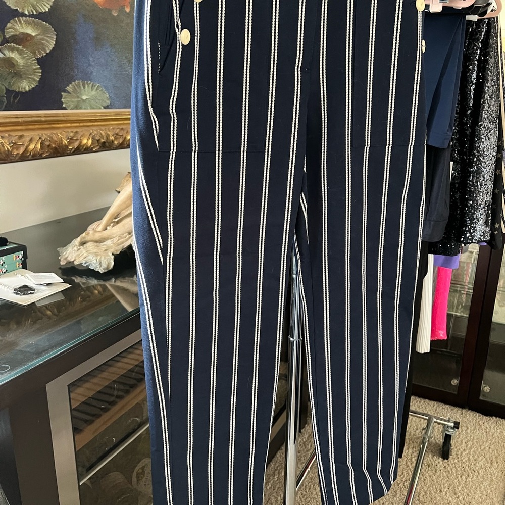 J. Crew Navy Striped Women's Straight Leg Pants